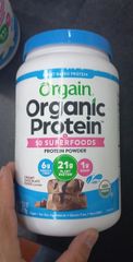 {date 12/25} Bột protein hữu cơ Orgain Organic protein & Super foods 918g Hương socola
