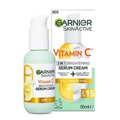 Serum Kết Hợp Kem Dưỡng 2 Trong 1 GARNIER Vitamin C 50ml - Làm Sáng Da, Dưỡng Ẩm 24 Giờ, Phù Hợp Da Nhạy Cảm, Bảo Vệ Da UV