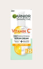 Serum Kết Hợp Kem Dưỡng 2 Trong 1 GARNIER Vitamin C 50ml - Làm Sáng Da, Dưỡng Ẩm 24 Giờ, Phù Hợp Da Nhạy Cảm, Bảo Vệ Da UV