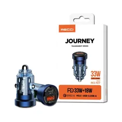 Củ Sạc Nhanh Ô Tô Recci RCC-N17 - 2 Cổng Type-C & USB, Sạc Tối Đa 33W, Nhỏ Gọn, Sang Trọng, Bảo Hành 1 Năm