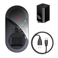 Đế Sạc Nhanh Không Dây Baseus 24W 2 Trong 1 - Sạc Đôi Tương Thích Qi Cho Điện Thoại & Tai Nghe - Thiết Kế Sang Trọng, Hiện Đại