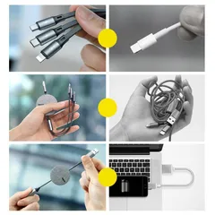 Cáp Sạc Nhanh Baseus Dây Rút 3 Trong 1 USB 1.2M (Xám Ghi)