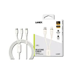Dây Sạc Nhanh Ô Tô LANEX LS46T 2 in 1 PD65W (Type-C + Lightning) - Chất Liệu Silicone Chống Đứt, Rối, Bảo Hành 1 Năm