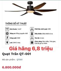 Quạt trần đèn CeilingFanking QT-001 - Thiết kế sang trọng, tiết kiệm điện, điều khiển từ xa, phù hợp mọi không gian và khí hậu Việt Nam