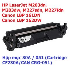 Hộp Mực 30A / 051 (Cartridge CF230A / CAN CRG-051) cho Máy In HP LaserJet M203, M227 & Canon LBP 161, 162 - In Ấn Siêu Nét, Chất Lượng Cao