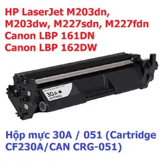 Hộp Mực 30A (Cartridge CF230A) Cho Máy In HP LaserJet M203dn, M203dw, M227sdn, M227fdn - In Đen Chất Lượng Cao, Nạp Lại Dễ Dàng