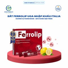 Sắt Bột Ferrolip UGA - Nhập Khẩu Italia, Dạng Tan Ngay Trong Miệng, Bổ Sung Sắt Cho Bà Bầu & Người Thiếu Máu, Hộp 20 Gói