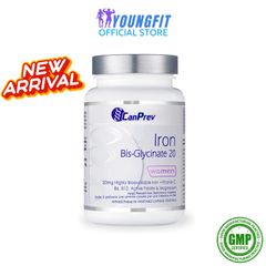 Viên Uống Sắt Iron Bisglycinate CanPrev - Hỗ Trợ Giảm Căng Thẳng, Cải Thiện Hệ Tuần Hoàn, Ngăn Ngừa Thiếu Máu (Hộp 90 Viên)