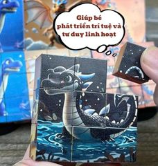 Đồ Chơi Lắp Ghép Nam Châm 16 Khối 6 Trong 1 - Khủng Long, Động Vật, Phi Hành Gia, Xe Cộ - Phát Triển Tư Duy Cho Bé