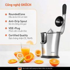 Máy Vắt Cam Cao Cấp GKÖCH Germany - Công Suất 160W, Thiết Kế Thông Minh, Inox 304 Dễ Vệ Sinh, Tiện Lợi Tại Nhà