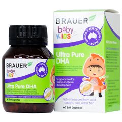 Vitamin BRAUER Ultra Pure DHA - Bổ sung DHA tinh khiết cho trẻ từ 7 tháng - Viên nang omega-3 cho não và mắt khỏe mạnh (60 viên)