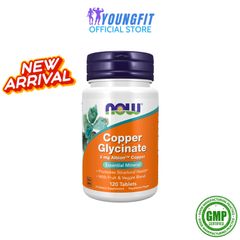 Viên Uống Đồng Copper Bisglycinate NOW Foods - Tăng Cường Chức Năng Thần Kinh & Hỗ Trợ Miễn Dịch (Hộp 120 Viên)