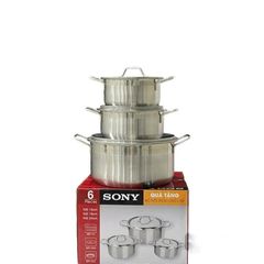 Bộ Nồi Inox Cao Cấp Sony 3 Tầng 16-18-24cm - Dụng Cụ Nấu Ăn Sang Trọng, Độ Bền Cao, Tiết Kiệm Năng Lượng