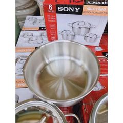 Bộ Nồi Inox Cao Cấp Sony 3 Tầng 16-18-24cm - Dụng Cụ Nấu Ăn Sang Trọng, Độ Bền Cao, Tiết Kiệm Năng Lượng