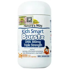 Viên Nhai Nature's Way Kids Smart Bursts DHA 300mg - Hỗ Trợ Phát Triển Não Bộ Cho Trẻ - Thực Phẩm Chức Năng Nhập Khẩu Úc (60 Viên)