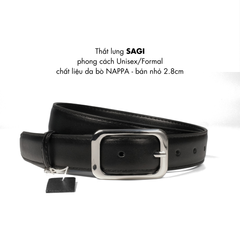 Thắt Lưng Nam Đen MINI MO SAGI – Da Bò NAPPA Cao Cấp, Slim 2.8cm, Phong Cách Thanh Lịch, Quà Tặng Nam Thời Trang