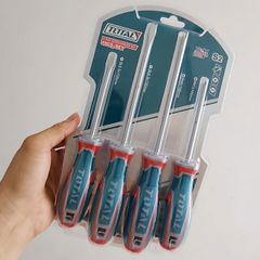 Bộ 4 Tua Vít Bake & Dẹp Total TKSDS0426 - Dụng Cụ Cầm Tay Chất Lượng Cao, Tay Cầm Nhựa Êm, Phù Hợp Sửa Chữa Gia Đình