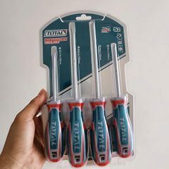 Bộ 4 Tua Vít Bake & Dẹp Total TKSDS0426 - Dụng Cụ Cầm Tay Chất Lượng Cao, Tay Cầm Nhựa Êm, Phù Hợp Sửa Chữa Gia Đình