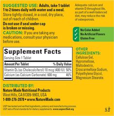 Viên uống Canxi Magnesium Kẽm D3 Nature Made 300 viên - Hỗ trợ xương, khớp, răng, chất lượng Mỹ