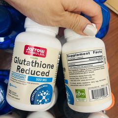 Trắng da thuần chay Jarrow Glutathione Reduced 500mg USA 60 viên