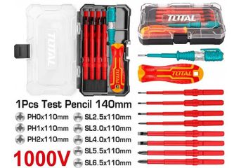 Bộ Tuốc Nơ Vít Cách Điện 10 Chi Tiết Total THTIS5106 - Dụng Cụ An Toàn Cho Thợ Điện và Sửa Chữa, Thép Hợp Kim Bền Bỉ