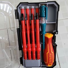 Bộ Tuốc Nơ Vít Cách Điện 10 Chi Tiết Total THTIS5106 - Dụng Cụ An Toàn Cho Thợ Điện và Sửa Chữa, Thép Hợp Kim Bền Bỉ