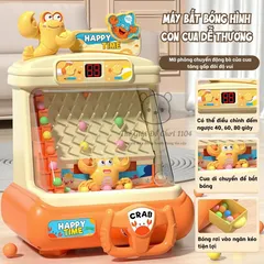 Máy Bắt Bóng Mini Hình Cua - Đồ Chơi Tương Tác Có Nhạc, Đèn và Đồng Hồ Đếm Giờ Cho Bé Từ 3 Tuổi - Phát Triển Kỹ Năng Vận Động