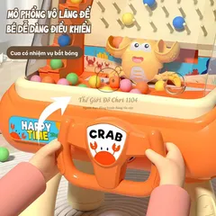 Máy Bắt Bóng Mini Hình Cua - Đồ Chơi Tương Tác Có Nhạc, Đèn và Đồng Hồ Đếm Giờ Cho Bé Từ 3 Tuổi - Phát Triển Kỹ Năng Vận Động