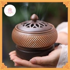 Lư xông trầm điện gốm cao cấp, có hẹn giờ tắt, có đèn phía trong