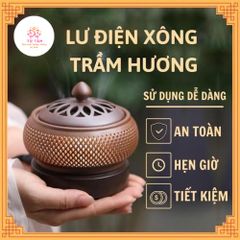 Lư xông trầm điện gốm cao cấp, có hẹn giờ tắt, có đèn phía trong