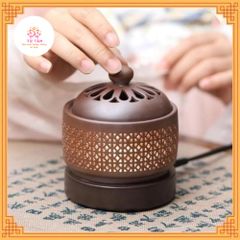 Lư xông trầm điện gốm cao cấp, có hẹn giờ tắt, có đèn phía trong