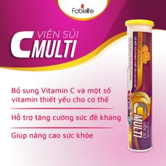 Viên sủi bổ sung vitamin c Multi C Fobe Tăng Cường Đề Kháng N2 - tuýp 20 viên