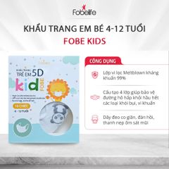 Khẩu Trang Trẻ Em 5D MAKS Cho Bé Integrum Fobe Hàng Xuất Khẩu N2 - Hộp 10 Cái