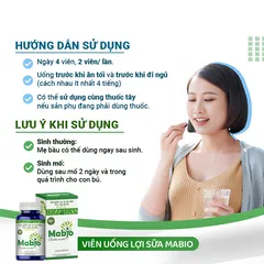 Viên Uống Lợi Sữa Mabio - Tăng Tốc Tiết Sữa, Hỗ Trợ Giảm Tắc Tuyến Sữa Cho Mẹ Sau Sinh - Hộp 60 Viên Thiên Nhiên