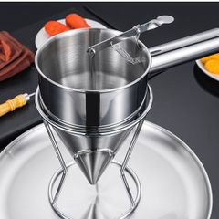 Phễu inox rót bột có giá đứng và tay cầm tiện dụng - Dụng cụ làm bánh chuyên nghiệp cho nhà bếp 130x200mm (TV664)