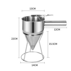 Phễu inox rót bột có giá đứng và tay cầm tiện dụng - Dụng cụ làm bánh chuyên nghiệp cho nhà bếp 130x200mm (TV664)