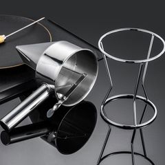Phễu inox rót bột có giá đứng và tay cầm tiện dụng - Dụng cụ làm bánh chuyên nghiệp cho nhà bếp 130x200mm (TV664)