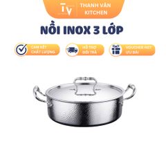 Nồi inox 3 lớp vân búa - Dùng cho bếp từ, bếp cảm ứng - Đồ gia dụng nhà bếp chất lượng cao từ TVKITCHEN (TV331)
