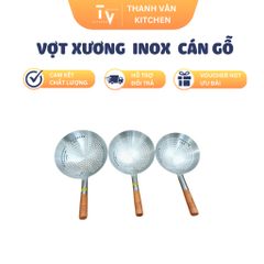Vợt Vớt Xương Cao Cấp Cán Gỗ - Dùng Vớt Rau Củ, Thức Ăn Chiên, Inox 304 Bền Đẹp - Đồ Dùng Bếp Chất Lượng Nhật Bản (TV145)