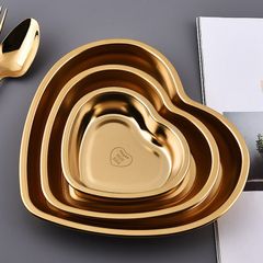 Dĩa Hình Trái Tim Vàng Bạc - Đồ Gia Dụng Nhà Bếp Thức Ăn, Tráng Miệng Sang Trọng cho Mọi Dịp (TV79)