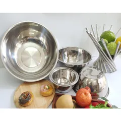 Thau inox 304 nhiều kích thước loại dày đựng thực phẩm, rửa rau củ, thau inox nhà bếp 10 kích thước (TV351)