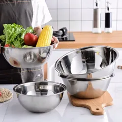 Thau inox 304 nhiều kích thước loại dày đựng thực phẩm, rửa rau củ, thau inox nhà bếp 10 kích thước (TV351)