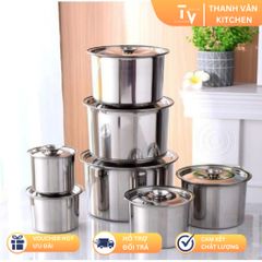 Bộ Thố Đựng Gia Vị Inox Có Nắp Đậy - Thố Đựng Thức Ăn Chuyên Dụng Cho Bếp Gia Đình, Đủ Kích Cỡ 0.8L Đến 4.5L (TV48)