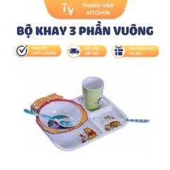 Bộ Khay Nhựa Melamine 3 Phần Vuông - Đồ Gia Dụng Nhà Bếp Hữu Ích - Kích Thước 25x25x5cm, Chất Lượng Đảm Bảo (TV713)
