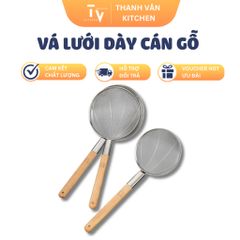 Vợt Trụng Đồ Ăn Inox Cán Gỗ - Dùng Cho Hủ Tiếu, Bún, Phở, Miến Thích Hợp Cho Bếp và Quán Ăn (26-30cm) (TV337)