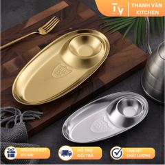 Dĩa Oval Inox 304 Có Chỗ Đựng Tương Hàn Quốc - Thiết Kế Sang Trọng, Đa Dụng Cho Bữa Ăn Thêm Hoàn Hảo (TV76)