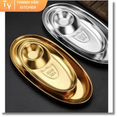 Dĩa Oval Inox 304 Có Chỗ Đựng Tương Hàn Quốc - Thiết Kế Sang Trọng, Đa Dụng Cho Bữa Ăn Thêm Hoàn Hảo (TV76)
