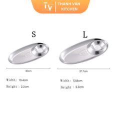 Dĩa Oval Inox 304 Có Chỗ Đựng Tương Hàn Quốc - Thiết Kế Sang Trọng, Đa Dụng Cho Bữa Ăn Thêm Hoàn Hảo (TV76)