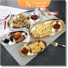 Dĩa Oval Inox 304 Có Chỗ Đựng Tương Hàn Quốc - Thiết Kế Sang Trọng, Đa Dụng Cho Bữa Ăn Thêm Hoàn Hảo (TV76)