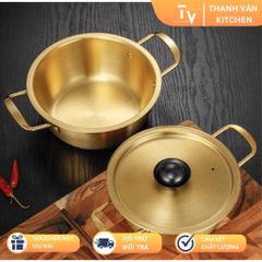 Nồi Inox Mạ Vàng Có Nắp Dùng Được Mọi Loại Bếp - Phong Cách Hàn Quốc Sang Trọng, Dùng Để Nấu Mì, Canh, Nước